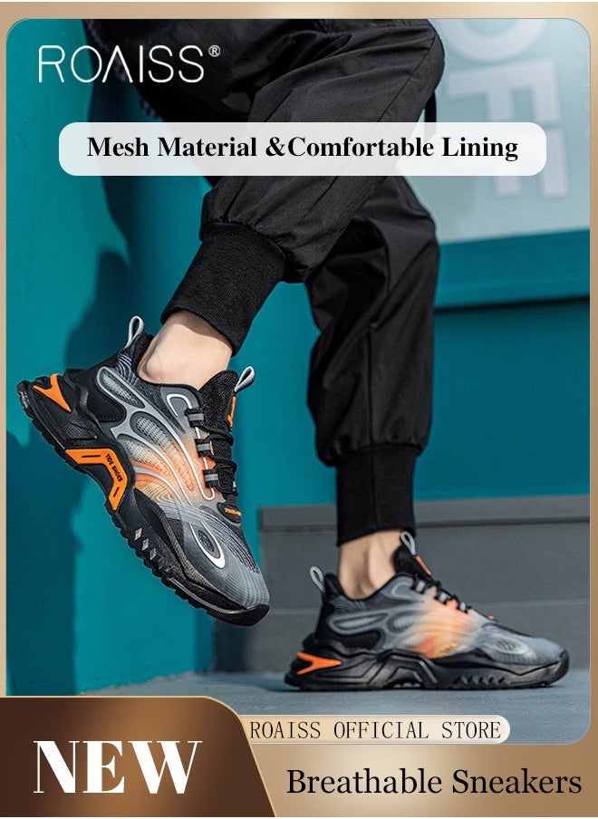 Men Breathable Mesh Sneakers Soft and Thick Sole Heightening Casual Sports Shoes Running Shoes Non Slip and Wear Resistant Colorblock Sneakers