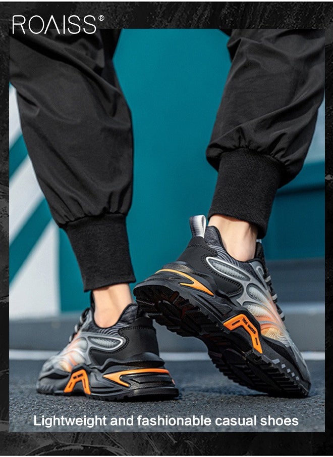 Men Breathable Mesh Sneakers Soft and Thick Sole Heightening Casual Sports Shoes Running Shoes Non Slip and Wear Resistant Colorblock Sneakers