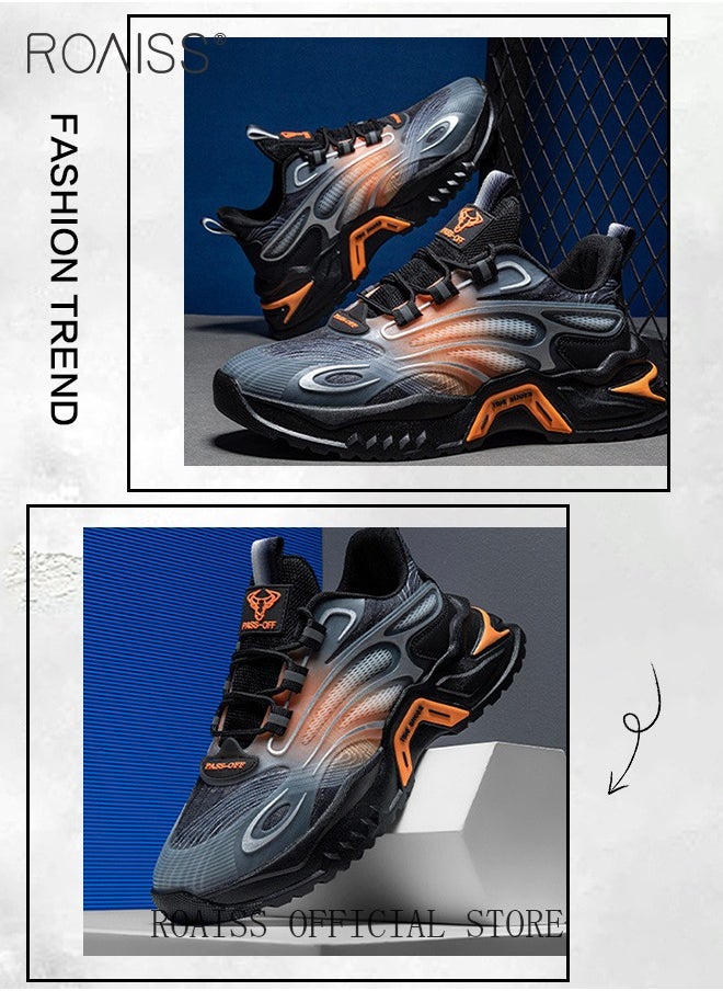 Men Breathable Mesh Sneakers Soft and Thick Sole Heightening Casual Sports Shoes Running Shoes Non Slip and Wear Resistant Colorblock Sneakers