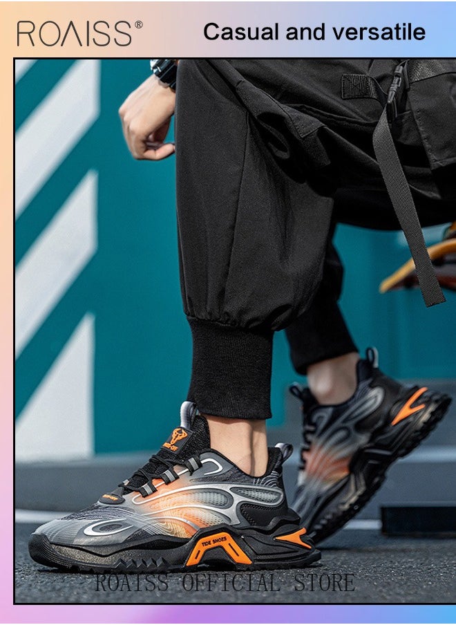 Men Breathable Mesh Sneakers Soft and Thick Sole Heightening Casual Sports Shoes Running Shoes Non Slip and Wear Resistant Colorblock Sneakers