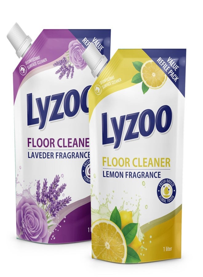 Lyzoo منظف ومطهر للأسطح والأرضيات من لايزو، برائحة الليمون والخزامى، سعة 1 لتر - Image 1