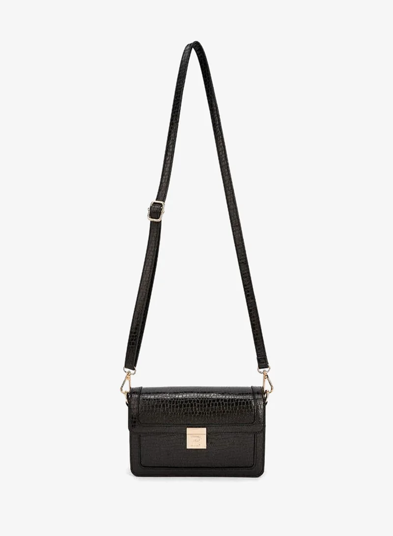 Flora Bella By Shoexpress Textured Crossbody Bag with Detachable Strap