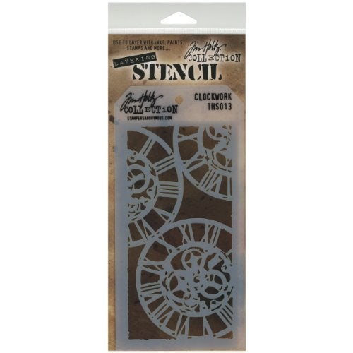 Stampers Anonymous Tim Holtz Layered Stencil, 4.125 by 8.5-Inch, Clockwork - Image 3