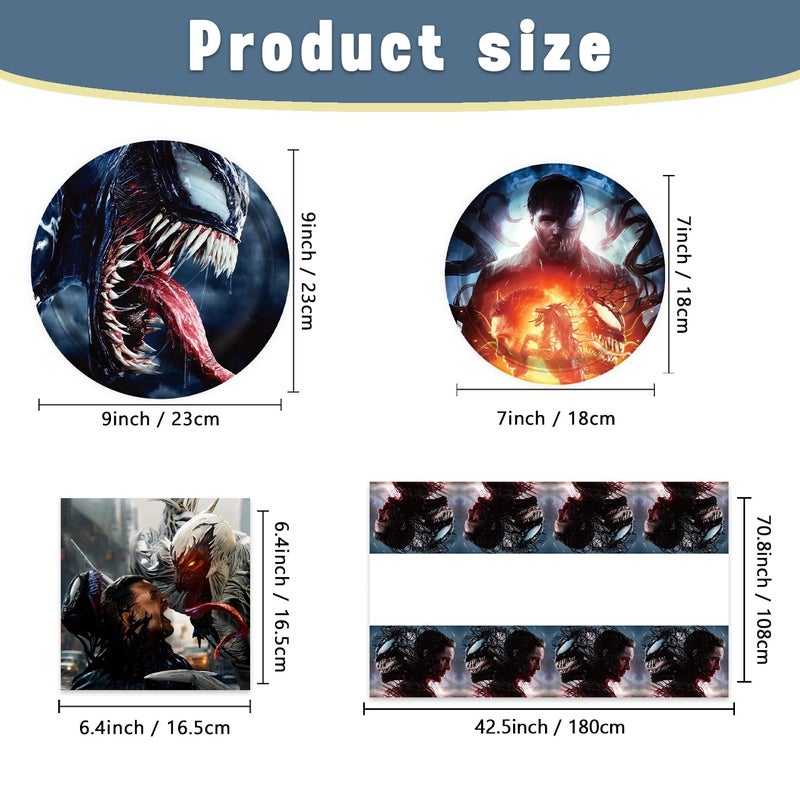 Bahteliv 41Pack Venom Party Supplies include 20 plates, 20 napkins 1 Tablecloth for Birthday 40Pack Venom Party Decoration - Image 3