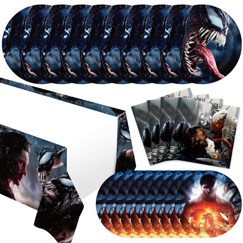 Bahteliv 41Pack Venom Party Supplies include 20 plates, 20 napkins 1 Tablecloth for Birthday 40Pack Venom Party Decoration - Image 1