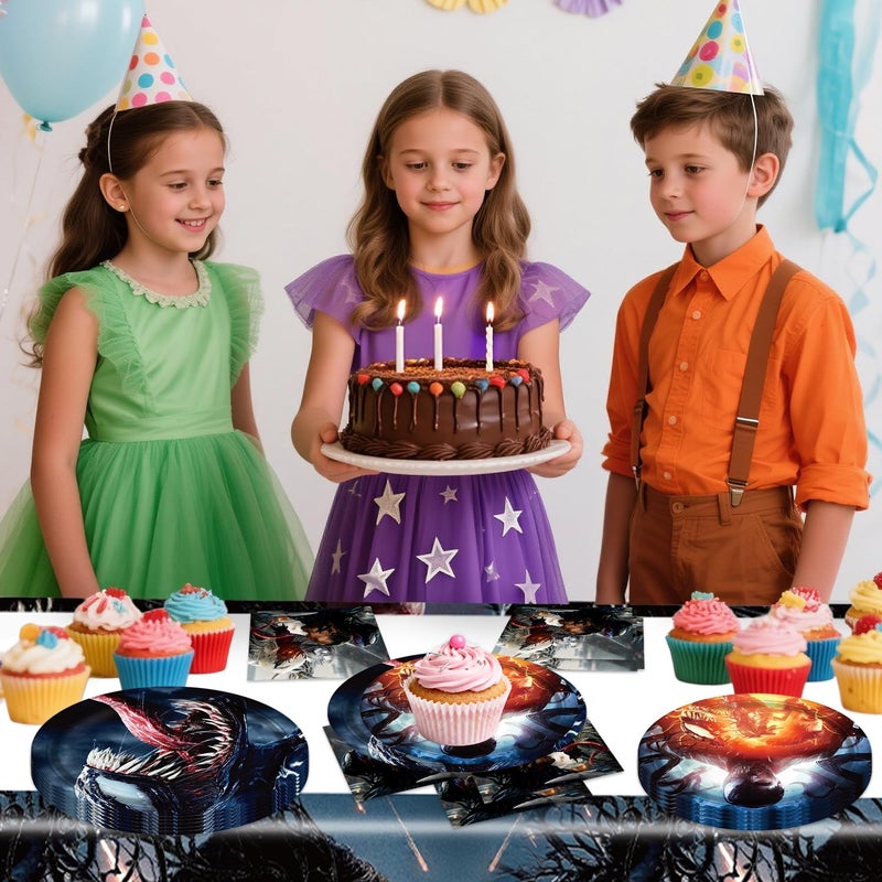 Bahteliv 41Pack Venom Party Supplies include 20 plates, 20 napkins 1 Tablecloth for Birthday 40Pack Venom Party Decoration - Image 4