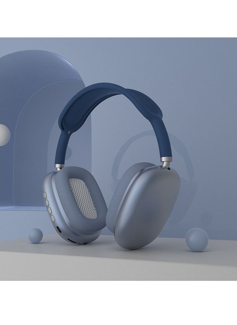 New P9 bluetooth headset  wireless sports game noise reduction fresh headset universal earphone(blue)