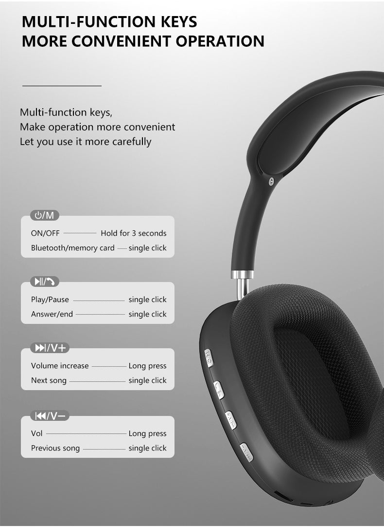 New P9 bluetooth headset  wireless sports game noise reduction fresh headset universal earphone(blue)