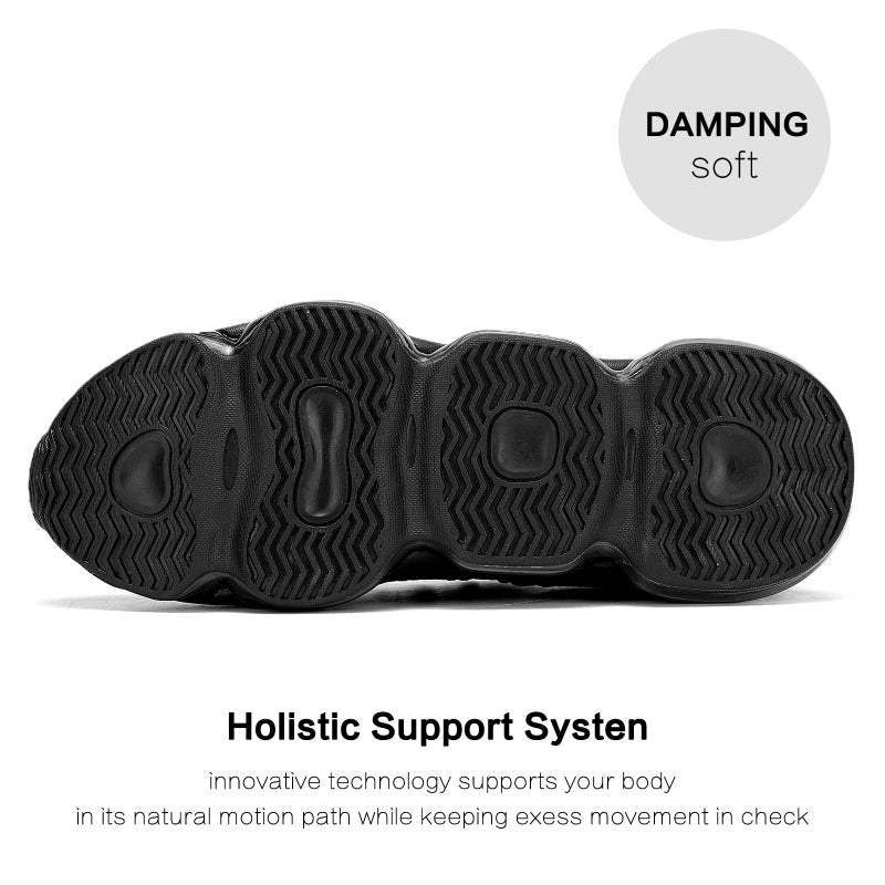 Socviis Men'S Air Cushion Running Shoes Breathable Tennis Fashion Sneakers Non Slip Workout Casual Sport Shoes Gym Training Comfortable Walking Shoes All Black - Image 5