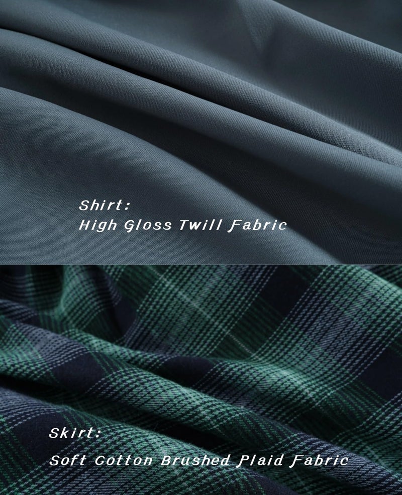 NSPSTT Vintage Dress for Women Medieval Renaissance Costume High WaistTartan Skirt Edwardian Blouse - Image 3