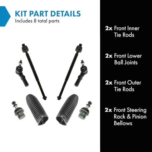 TRQ مجموعة توجيه وتعليق أمامية TRQ مع مفصل كروي وعمود توجيه وجراب دودة متوافق مع 2005-2010 كرايسلر 300 2008-2010 دودج تشالنجر 2006-2010 شاحن 2005-2008 ماغنوم - Image 2
