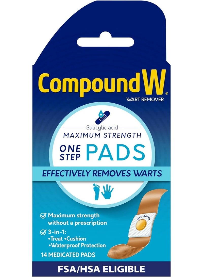 Compound W Wart Remover Maximum Strength One Step Pads 14 Medicated Pads - Image 1