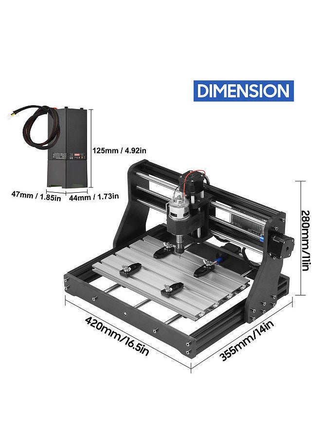 Generic - CNC 30*18 Pro Router Kit GRBL Control 3 Axis Offline Controller 80W Laser Module Engraver Plastic Leather Acrylic Copper Soft Metal Wood Carving Milling Cutting Engraving Machine - Image 1
