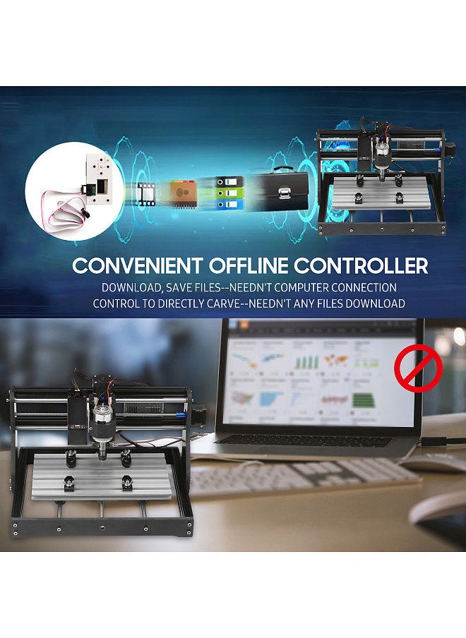 Generic - CNC 30*18 Pro Router Kit GRBL Control 3 Axis Offline Controller 80W Laser Module Engraver Plastic Leather Acrylic Copper Soft Metal Wood Carving Milling Cutting Engraving Machine - Image 1