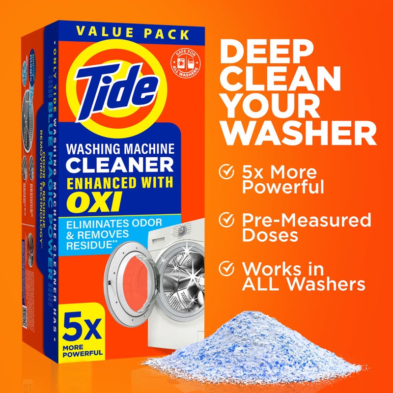 Tide Washing Machine Cleaner, Washer Machine Cleaner with Oxi for Front and Top Loader Washer Machines, Deep Cleaning Residue & Odor Eliminator, 7 Month Supply - Image 2