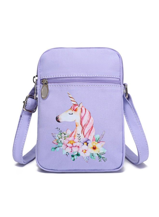 AOCINA Small Crossbody Purse Birthday Gifts for Teen Girls Daughter Trendy Stuff Cute Tween Mini Phone Bag Canvas Wallet, Light Purple-unicorn, S - Image 1