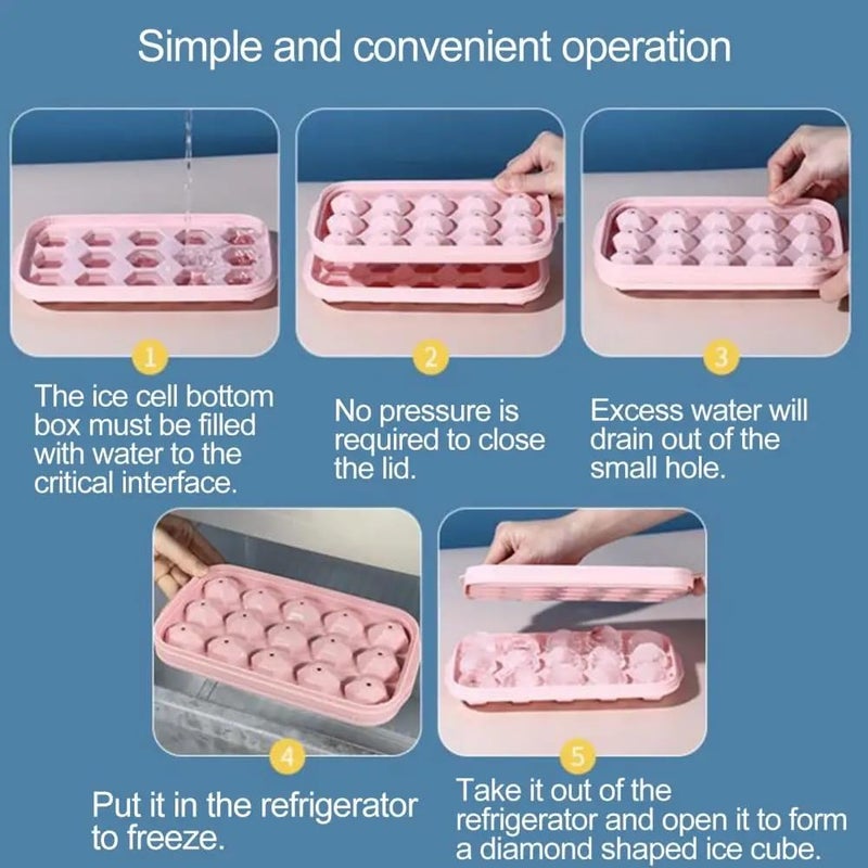 ONPRIX Onprix 15 Cubes Ice Tray with Lid Ice Cube Maker Ice Cube Trays for Freezer for Cooling Cocktails Whiskey Ice Maker Food Grade Fridge Ice Box - Image 4