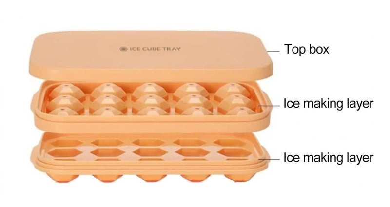 ONPRIX Onprix 15 Cubes Ice Tray with Lid Ice Cube Maker Ice Cube Trays for Freezer for Cooling Cocktails Whiskey Ice Maker Food Grade Fridge Ice Box - Image 2