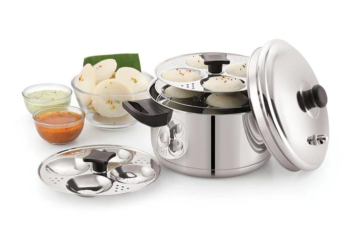Sonu Stainless Steel Idly Cooker 4 Plates with Micro Holes Triply Base Induction Compatible - Image 1