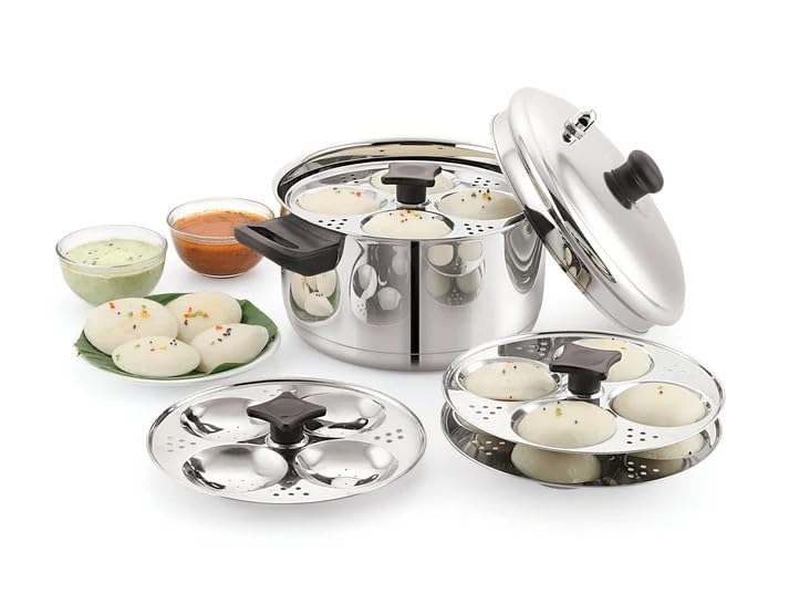 Sonu Stainless Steel Idly Cooker 4 Plates with Micro Holes Triply Base Induction Compatible - Image 4