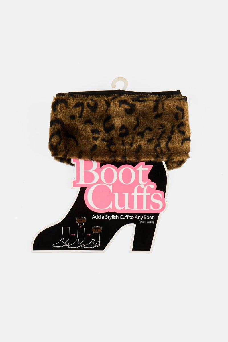 SG Footwear Women 2 Pieces Faux Fur Boot Cuffs, Khaki  - Image 1