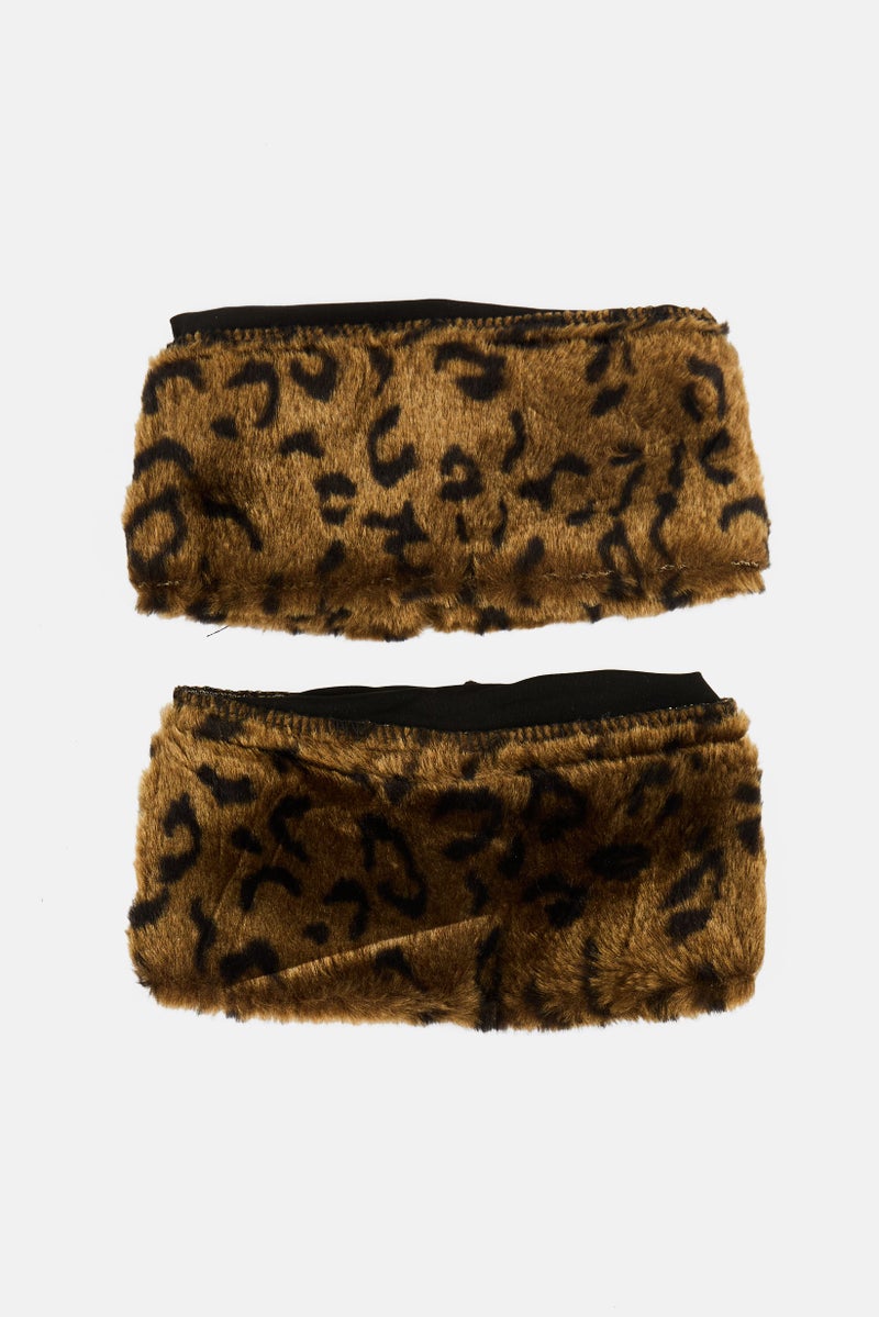 SG Footwear Women 2 Pieces Faux Fur Boot Cuffs, Khaki  - Image 3