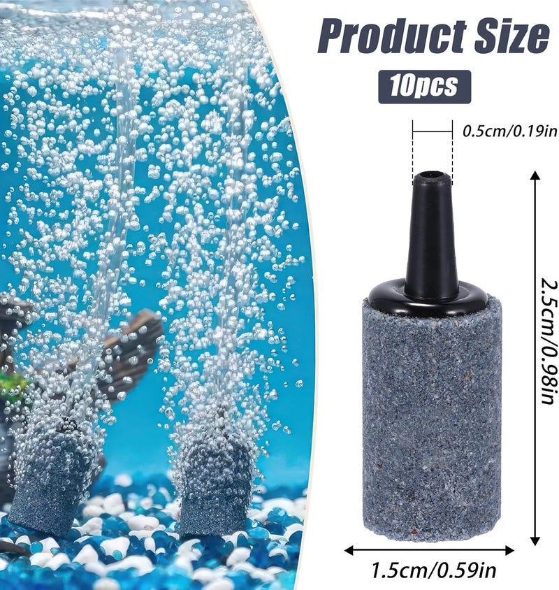 Meridian 10 pcs 2.5 cm Aquarium Air Stone – Cylinder Bubble Diffuser for Fish Tanks and Hydroponics - CT - Image 2