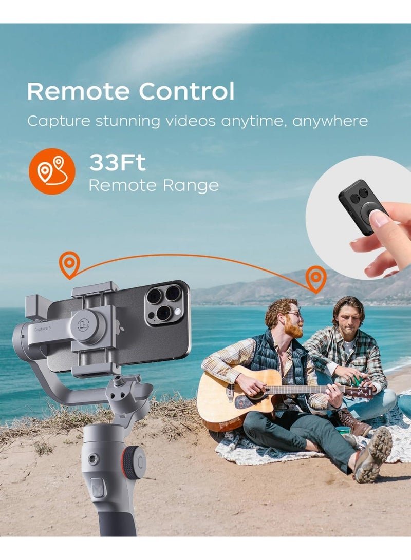 FUNSNAP Capture 5 Gimbal Stabilizer for Smartphone Magnetic AI Tracker Fill Light Remote Control 3-Axis Phone Gimbal for Android iPhone for Video Recording - Image 4