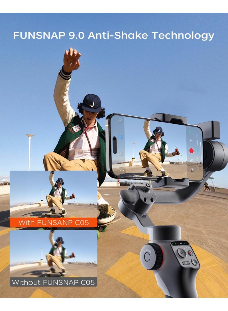 FUNSNAP Capture 5 Gimbal Stabilizer for Smartphone Magnetic AI Tracker Fill Light Remote Control 3-Axis Phone Gimbal for Android iPhone for Video Recording - Image 2