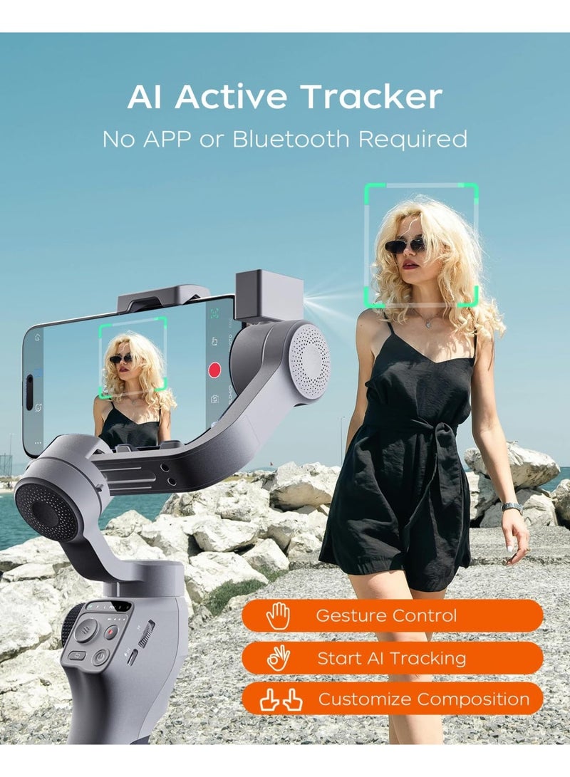 FUNSNAP Capture 5 Gimbal Stabilizer for Smartphone Magnetic AI Tracker Fill Light Remote Control 3-Axis Phone Gimbal for Android iPhone for Video Recording - Image 3