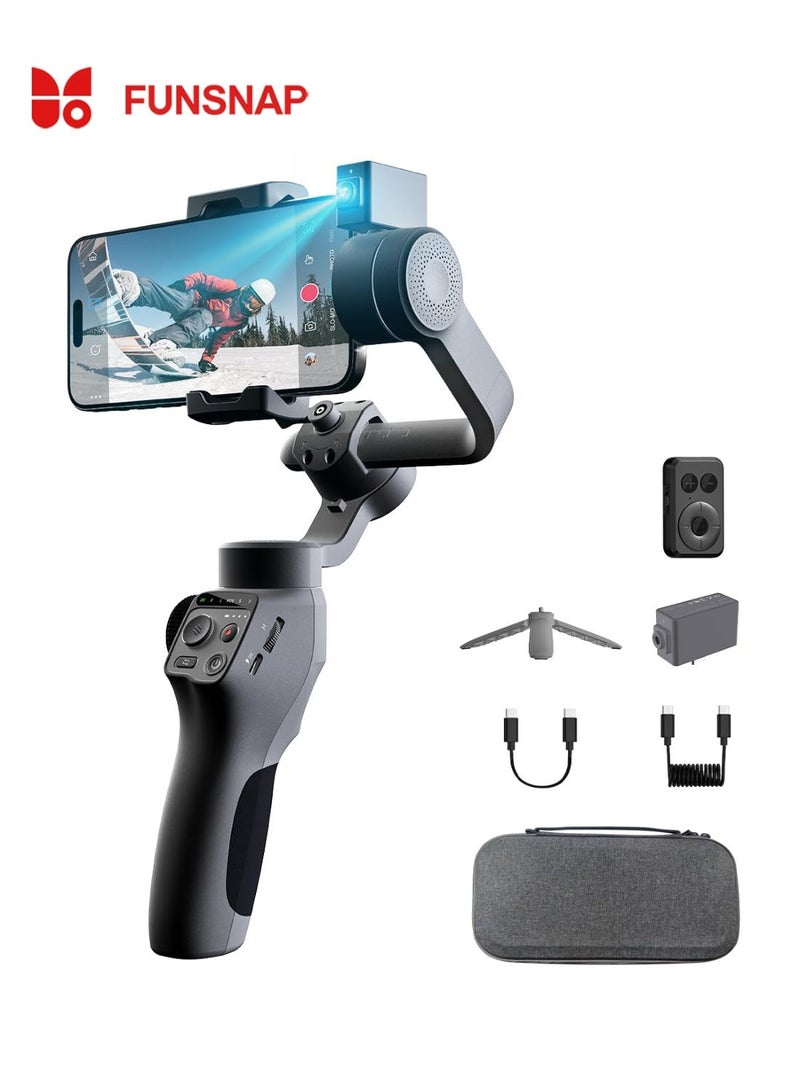 FUNSNAP Capture 5 Gimbal Stabilizer for Smartphone Magnetic AI Tracker Fill Light Remote Control 3-Axis Phone Gimbal for Android iPhone for Video Recording - Image 1