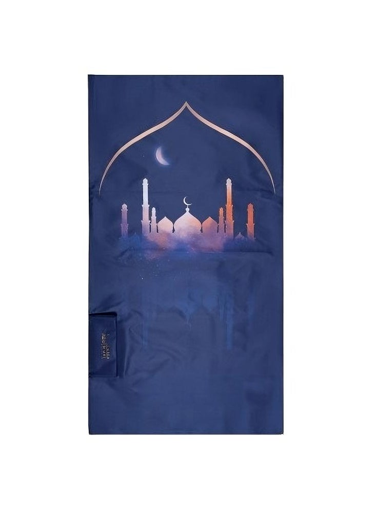 هلالفل هيلالفل سجادة صلاة جاهزة للسفر | سجادة صلاة مسلمة | مقاومة للماء | هدية إسلامية لعيد الفطر، رمضان | للسفر | خفيفة الوزن وقابلة للحمل | قماش ناعم | جيب مدمج  - Image 1