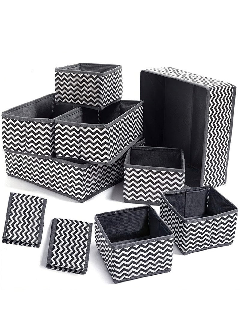 ميرتينج 10 حزم صناديق تخزين قابلة للطي من القماش فواصل أدراج خزانة منظمات خزانة ملابس داخلية جوارب ربطات عنق سلال مكعبات حاويات أكياس تخزين ملابس - Image 1