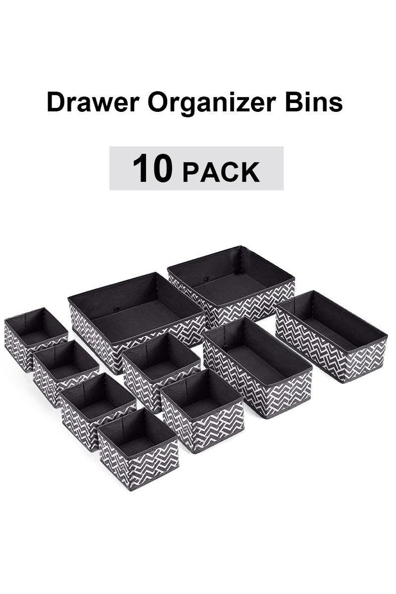 ميرتينج 10 حزم صناديق تخزين قابلة للطي من القماش فواصل أدراج خزانة منظمات خزانة ملابس داخلية جوارب ربطات عنق سلال مكعبات حاويات أكياس تخزين ملابس - Image 2