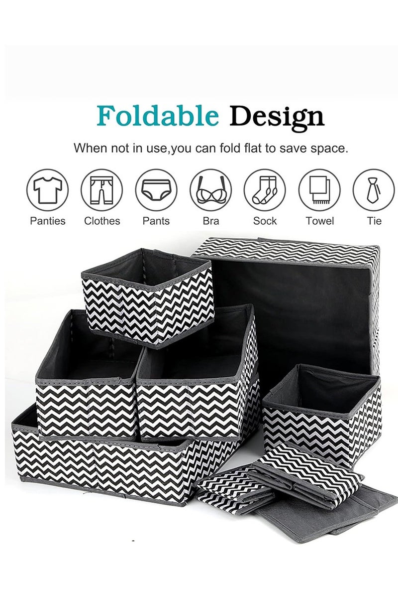 ميرتينج 10 حزم صناديق تخزين قابلة للطي من القماش فواصل أدراج خزانة منظمات خزانة ملابس داخلية جوارب ربطات عنق سلال مكعبات حاويات أكياس تخزين ملابس - Image 3