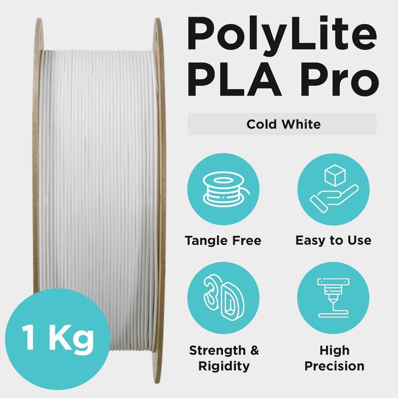 polymaker PLA PRO Filament 1.75mm 1kg, Tough & High Rigidity White 3D Printing Filament, PolyLite PLA PRO 3D Printer Filament 1.75mm, Print with Most 3D Printers - Image 5