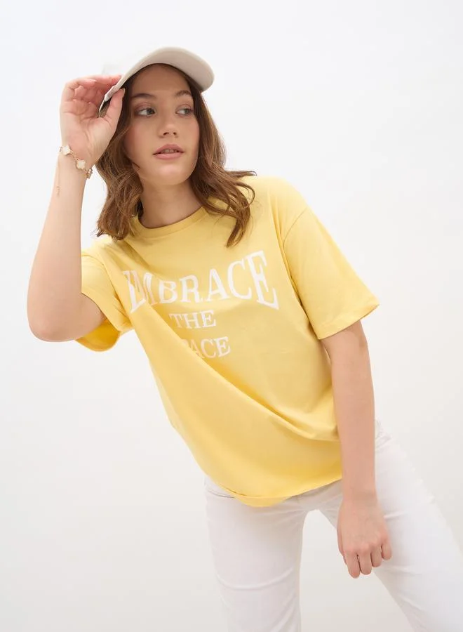 Styli Styli Slogan Print Oversized T-Shirt