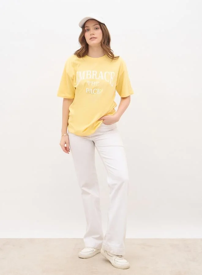 Styli Slogan Print Oversized T-Shirt