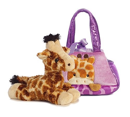 Aurora World Fancy Pals Peek-A-Boo Giraffe Pet Carrier Orange, 7 inches - Image 3
