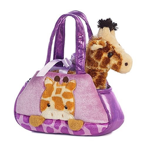 Aurora World Fancy Pals Peek-A-Boo Giraffe Pet Carrier Orange, 7 inches - Image 1