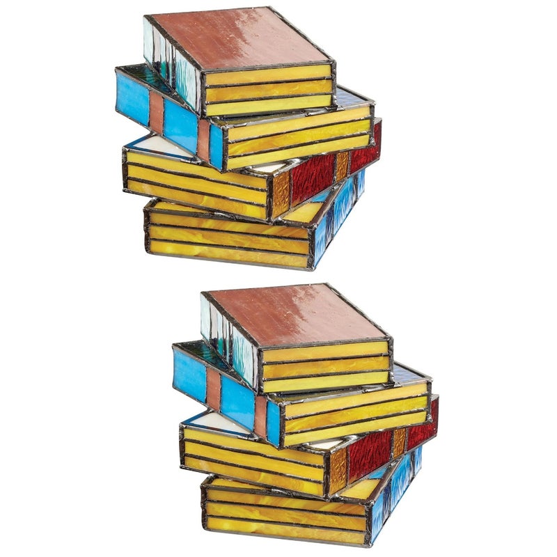 2pcs Stacked Books Lamp Decorative Table Bedside Desk Lamp Bedroom Table Light Not Included Battery - Image 1
