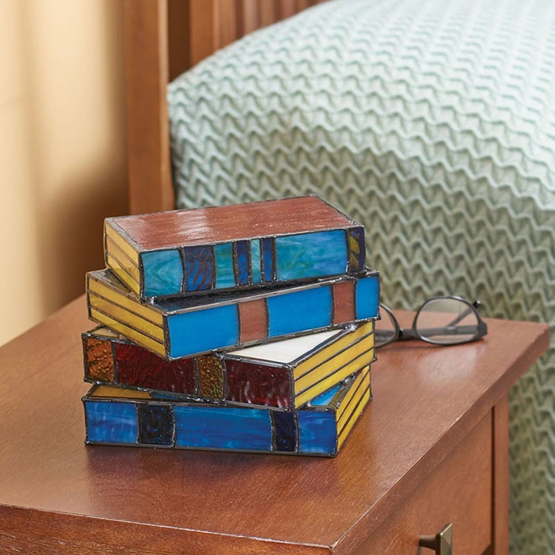 2pcs Stacked Books Lamp Decorative Table Bedside Desk Lamp Bedroom Table Light Not Included Battery - Image 5