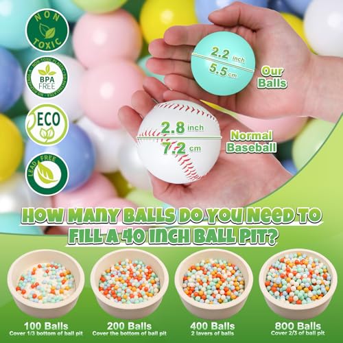 GOGOSO Ball Pit Balls for Toddlers Kids Plastic Balls for BallPit Playpen Pool Baby Play Pastel BPAFree Non Toxic Play Pastel Crush Proof Bal Mix Color 100pcs - Image 5