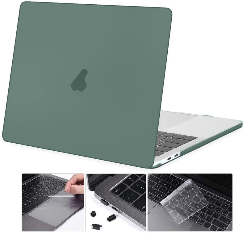 MOCA Hard Shell Case for MacBook Air 13 inch M1 A2337 A2179 A1932 [2022, 2021-2018 Release] with Retina Display Touch id Slim Lightweight Matte Scratch Resistant (Mid-Night Green) - Image 1