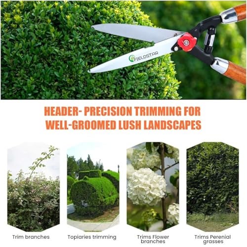 Fieldstar Hedge Shears for Gardening, Heavy Duty Hedge Pruner Shear Cutter & Plant Branch Cutter with Wooden Handle for Lawns or Garden, Garden Scissors for Cutting Plant Stem - Image 4