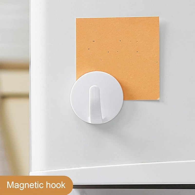 White Heavy Duty Magnetic Hooks 2 Pack Wall Mounted Storage For Kitchen Fridge Wardrobe - Image 4