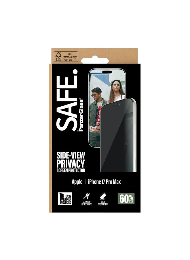SAFE iPhone 17 Pro Max Screen Protector 6.9" PRIVACY, Full Screen Tempered Glass, Privacy Filter, Anti-Bluelight, Drop/Scratch Protection, w/ Easy Install Aligner, 2-Way Privacy - Image 2