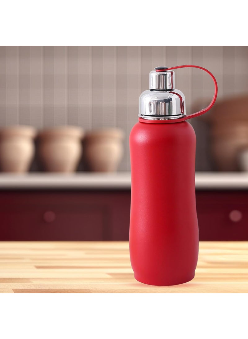 Kuber Industries Kuber Industries Vacuum Insulated Stainless Steel Water Bottle with Sipper and Handle | Leakproof, BPA Free, Rustproof | 750 ML | Red  - Image 2