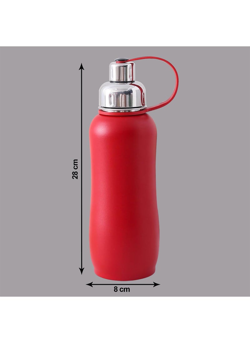 Kuber Industries Kuber Industries Vacuum Insulated Stainless Steel Water Bottle with Sipper and Handle | Leakproof, BPA Free, Rustproof | 750 ML | Red  - Image 3