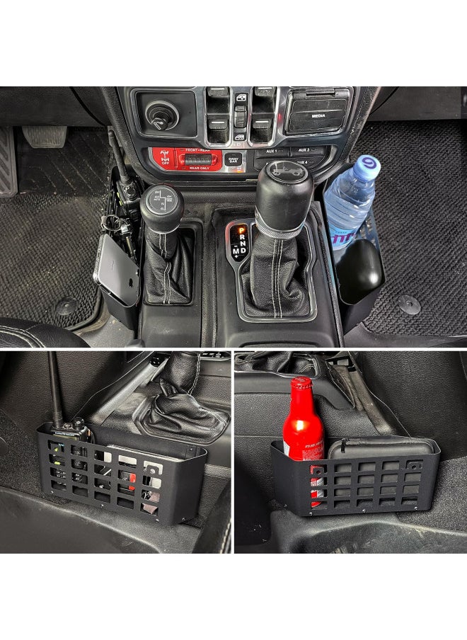 MAIKER OFF ROAD MAIKER Metal Gear Shift Storage Box, Center Console Hanging Box, Upgrade Gear Tray Compatible with 2018-2023 Jeep Wrangler JL JLU & Gladiator JT& 4XE, 2pcs,Black  - Image 4